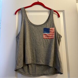Red White Blue Patriotic American Flag July 4th Tank Stars & Stripes Pocket Tee